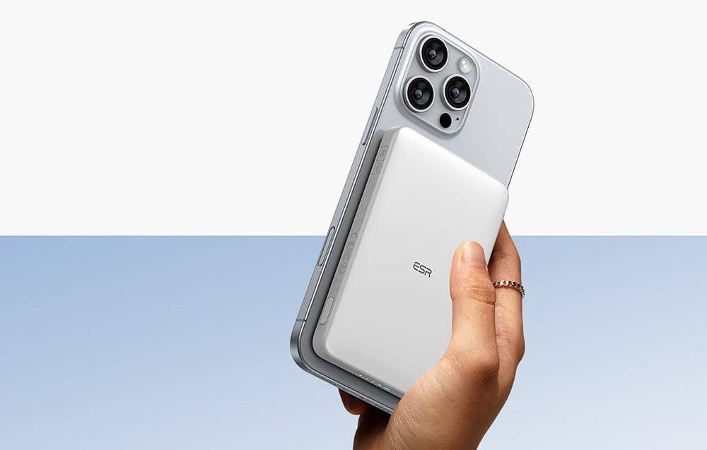 ESR Qi2 MagSlim 5000 mAh magnetische Powerbank (weiß)