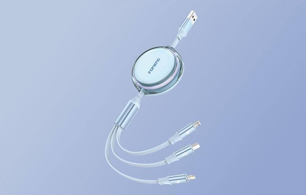 Foneng X113 3-in-1 Kabel 1.1M Blau