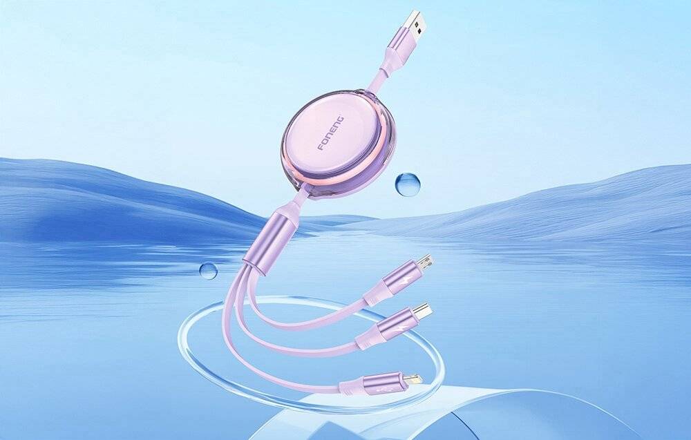 3w1 Foneng X113 1.1M Fioletowa Kabel