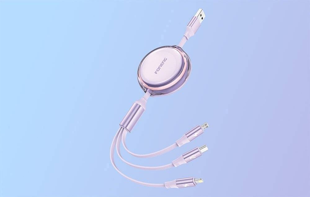 3w1 Foneng X113 1.1M Fioletowa Kabel