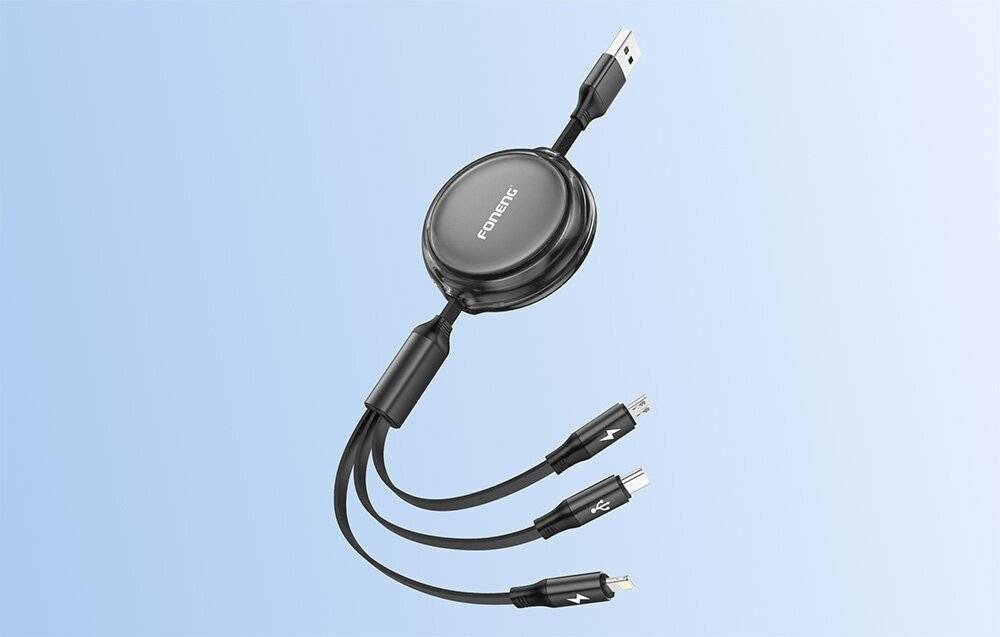 3w1 Foneng X113 1.1M Czarny Kabel