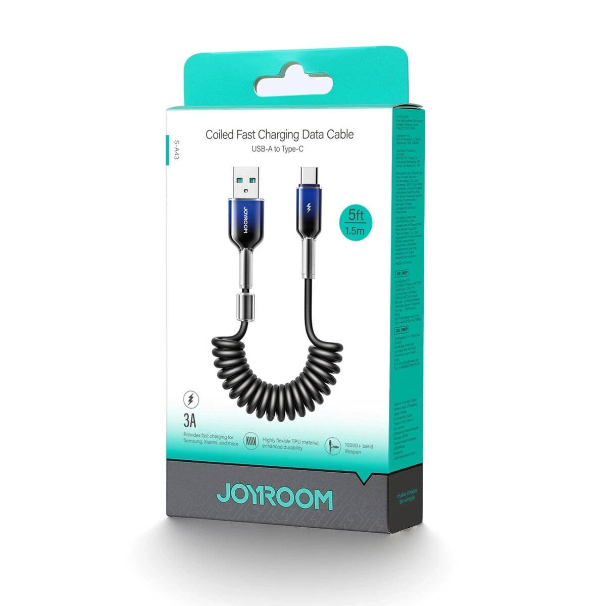 Joyroom S-A51 60W USB-A USB-C Kabel 1.5m schwarz