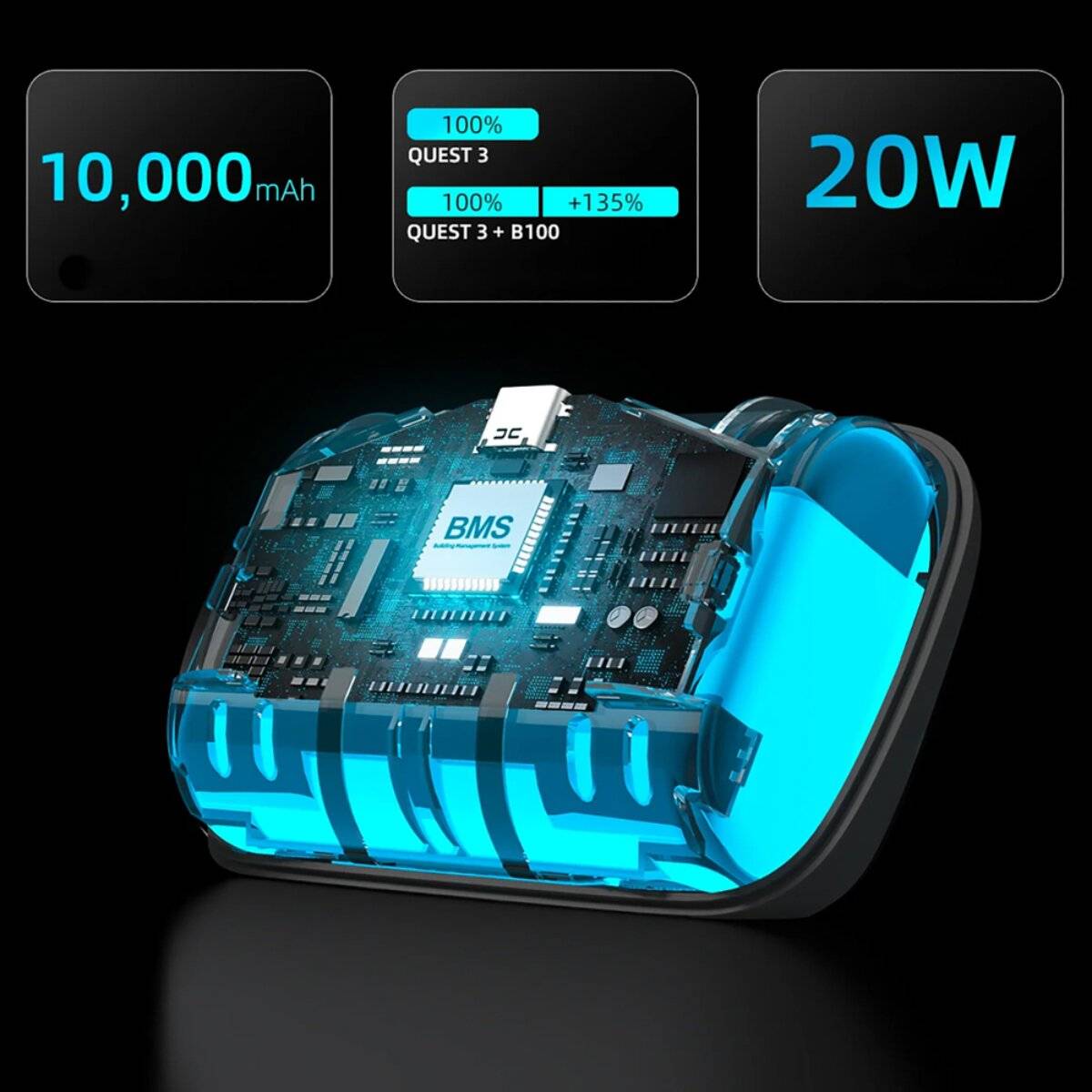 BoboVR B100 Externer Akku für S3 Pro & E3 Pro VR Headsets Weiß