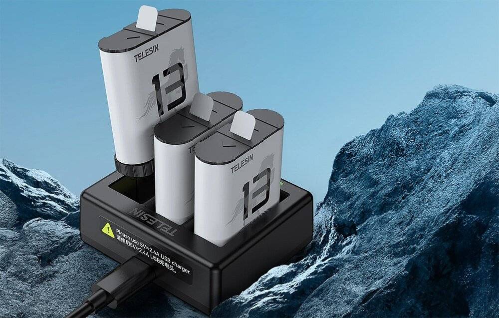 Ladegerät für 3 Akkus für GoPro HERO 13 Telesin (S0-BCG-12-TGP)