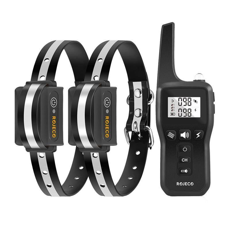 Rojeco PD529 1000m Hundetrainingshalsband mit 2 Halsbändern (schwarz)