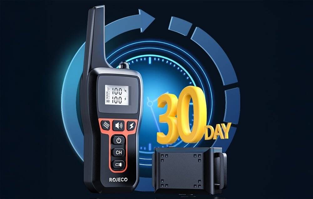 Rojeco PD529 1000m Hundetrainingshalsband mit 2 Halsbändern (schwarz)