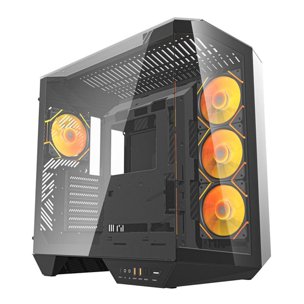 Darkflash DY470 Computergehäuse (schwarz) + 4 Lüfter + GPU-Halterung