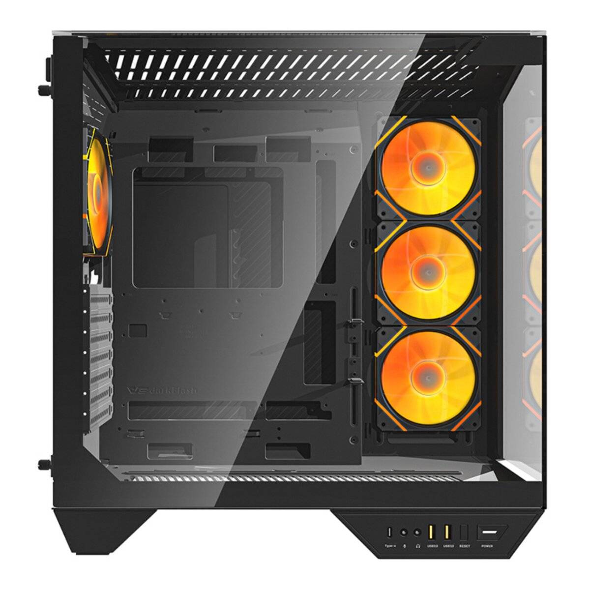 Darkflash DY470 Computergehäuse (schwarz) + 4 Lüfter + GPU-Halterung