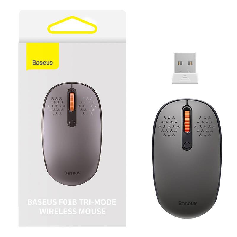 Kabellose Maus Baseus F01B Tri-mode 2.4G BT 5.0 1600 DPI (mattgrau)