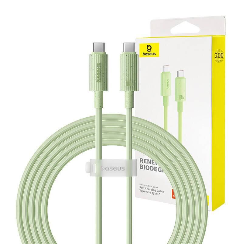 Schnellladekabel Baseus USB-C auf USB-C Habitat Series 2m 100W (grün)