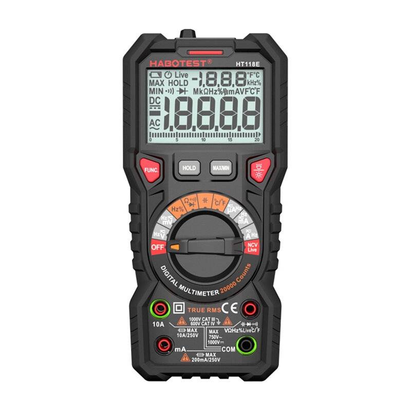 Habotest HT118E Digital-Multimeter, True RMS, NCV, 20.000 Counts, CAT IV 600V
