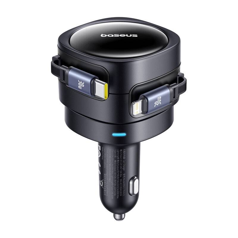 Baseus Enjoyment Max Autoladegerät mit USB-C+Lightning Kabel 60W Schwarz