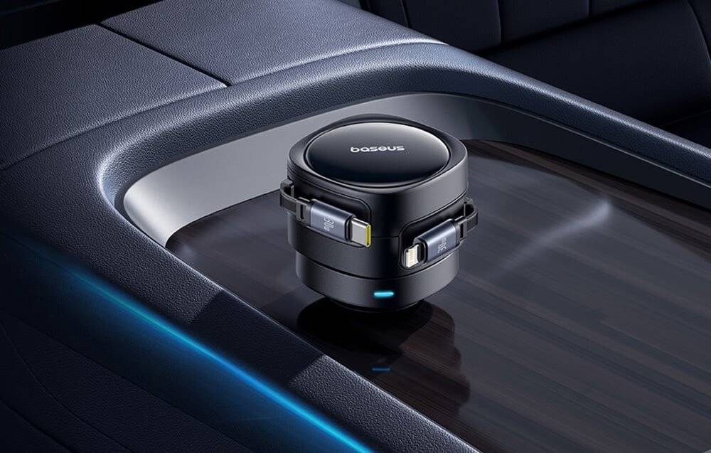 Baseus Enjoyment Max Autoladegerät mit USB-C+Lightning Kabel 60W Schwarz