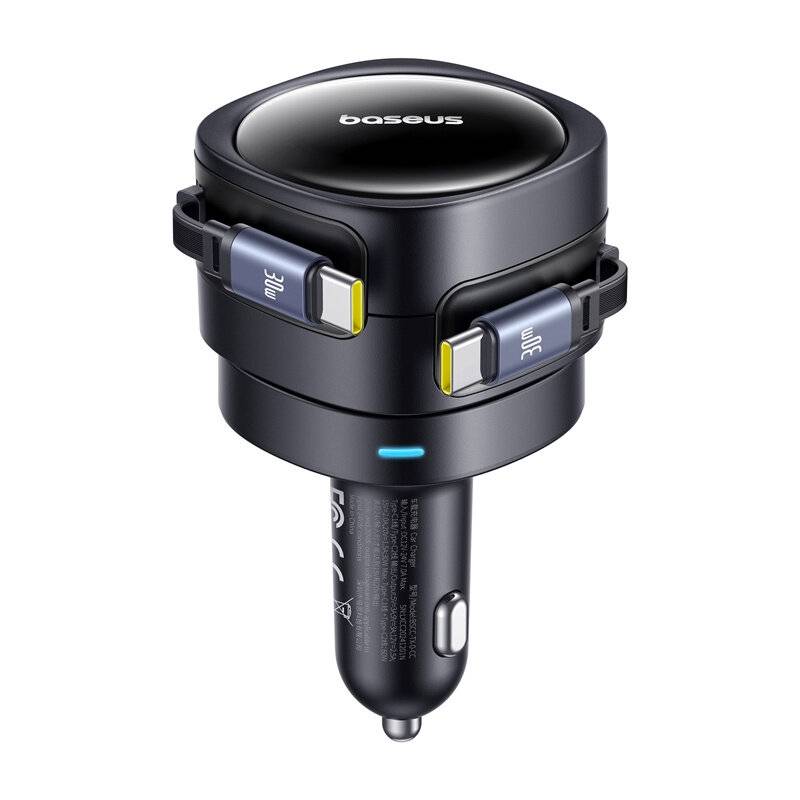 Baseus Enjoyment Max Autoladegerät mit USB-C+USB-C Kabel 60W Schwarz