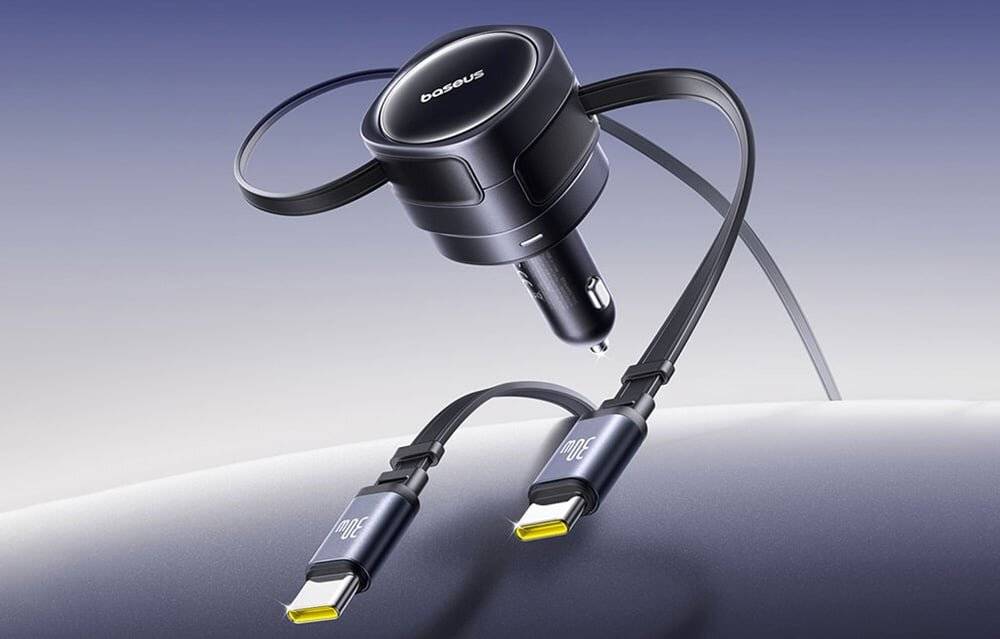 Baseus Enjoyment Max Autoladegerät mit USB-C+USB-C Kabel 60W Schwarz