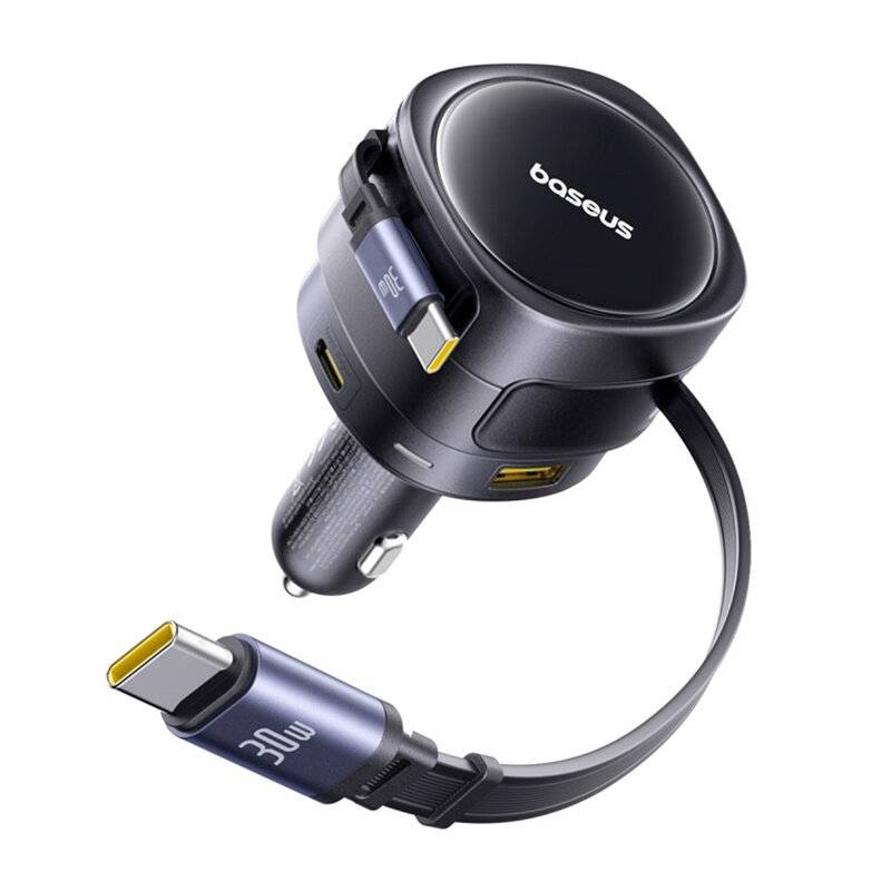 Baseus Enjoyment Max Autoladegerät mit USB-C+USB-C Kabel und USB-A+USB-C Ports 90W Schwarz