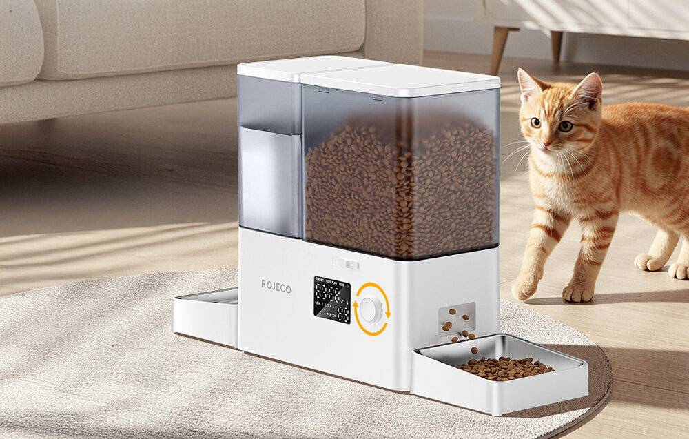 Rojeco 2 in 1 Haustier Wasser Brunnen 3.5L & Feeder 5L Taste Verson (weiß)