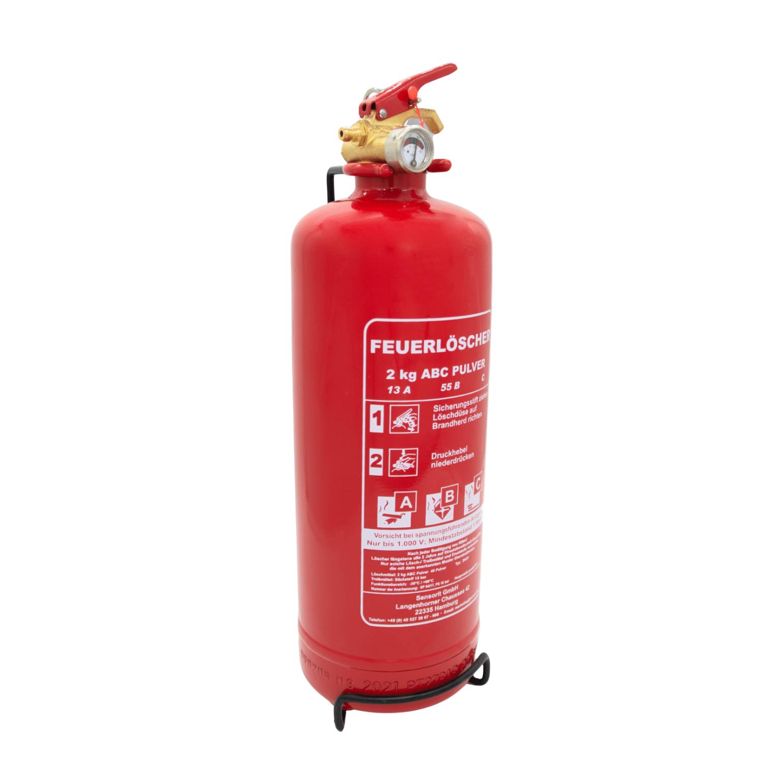 2kg Pulverlöscher, Feuerlöscher, Autolöscher, ABC Pulver, Pulver Feuerlöscher inkl. Halterung und Prüfschild