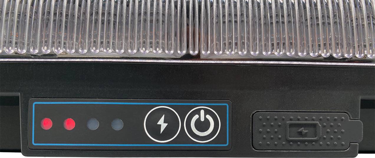 Berger & Schröter | Akku LED Mini Warnbalken magnetisch, 12/24 V Warnlicht, Fernsteuerung per Funkfernbedienung, 4000 mAh, 7 Blitzmuster