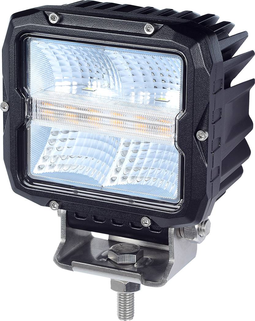 Berger & Schröter | Arbeitsscheinwerfer 60 W, Blitz, Positionslicht, 4 Weißlicht LEDs, 6 Orangelicht 9W LEDs, 12-24 V, kombinierbar, synchronisierba