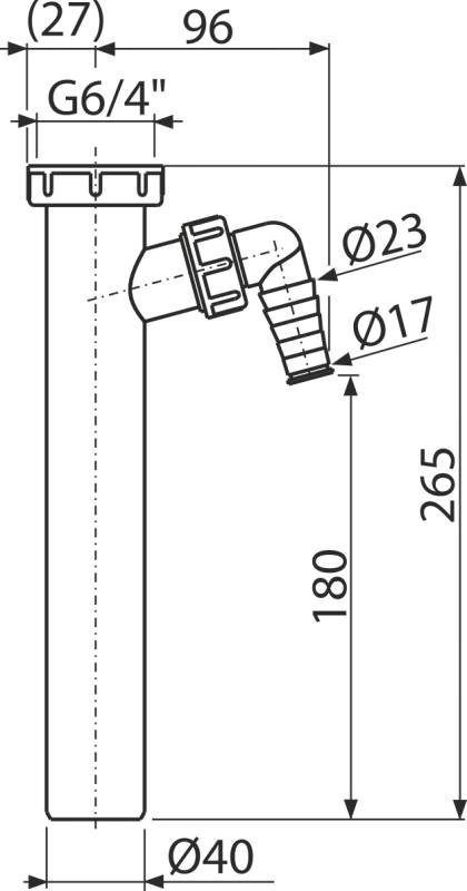 Alcadrain Verstellrohr mit einer Überwurfmutter 6/4" und einen Geräteanschluss DN40