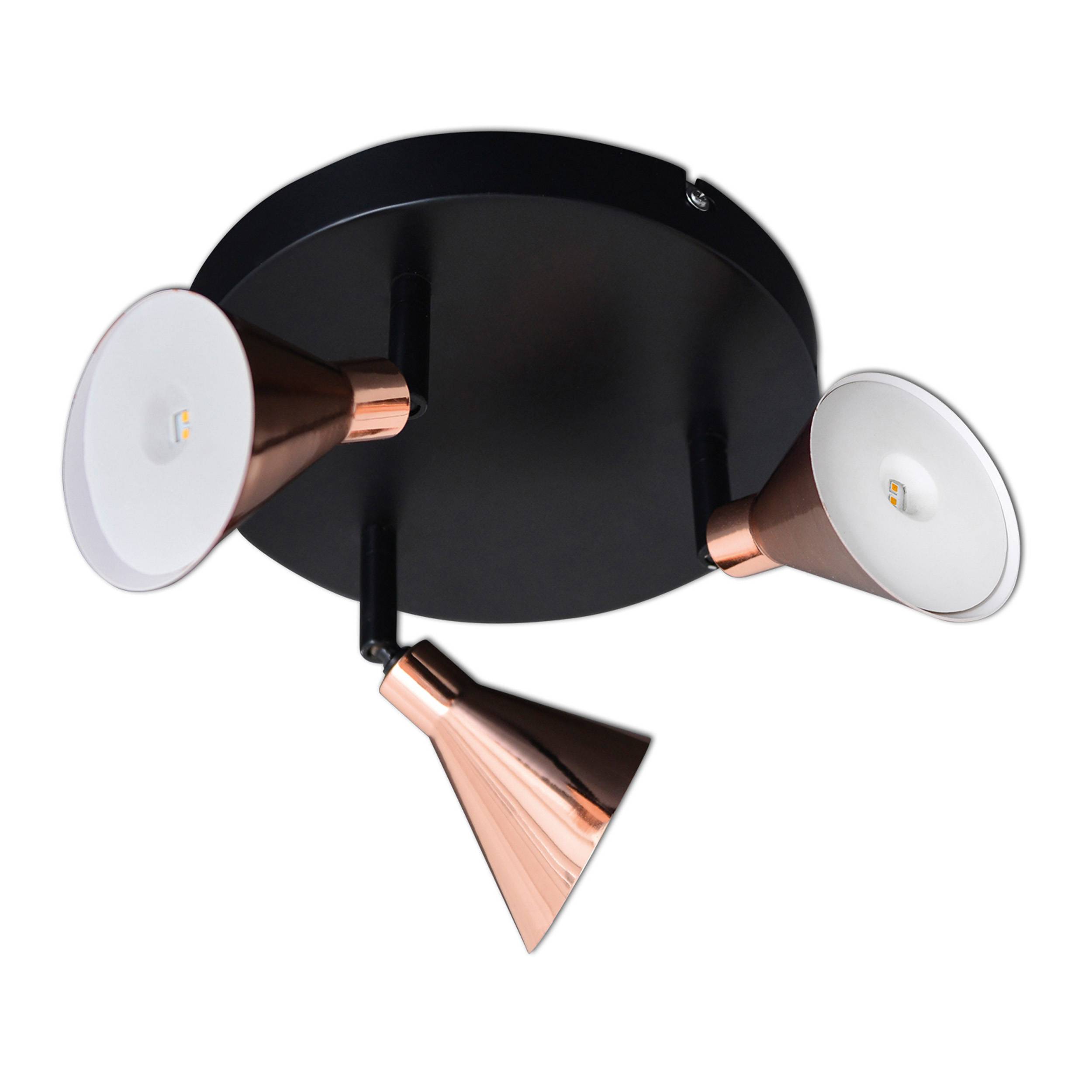 3er LED-Wand-u. Deckenspot "COPPER" d:38cm