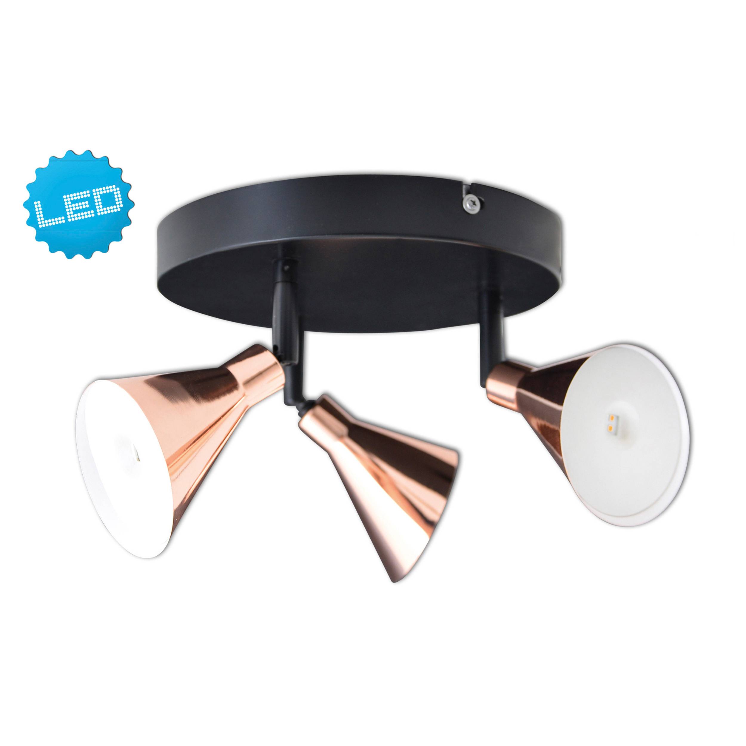 3er LED-Wand-u. Deckenspot "COPPER" d:38cm