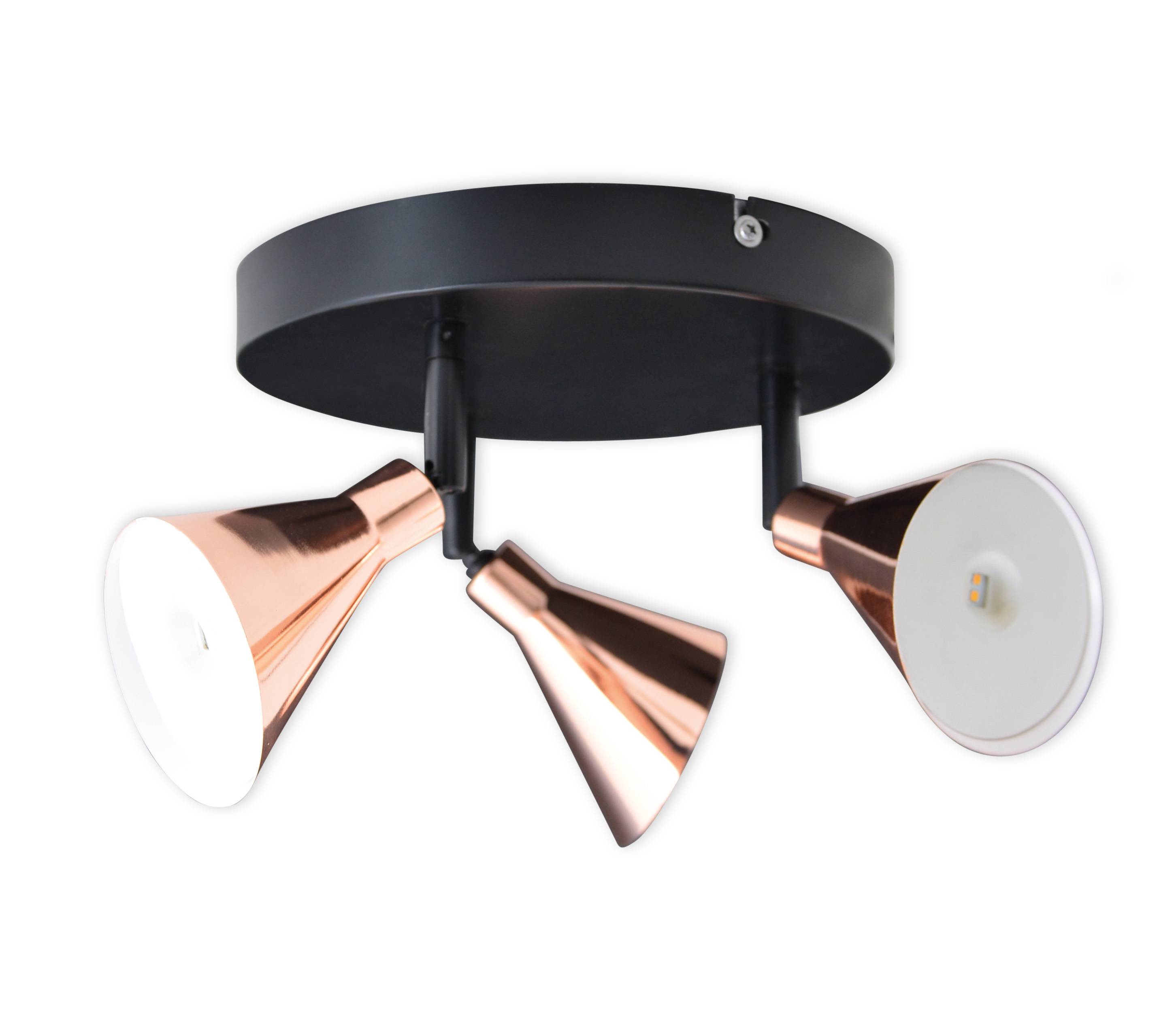3er LED-Wand-u. Deckenspot "COPPER" d:38cm