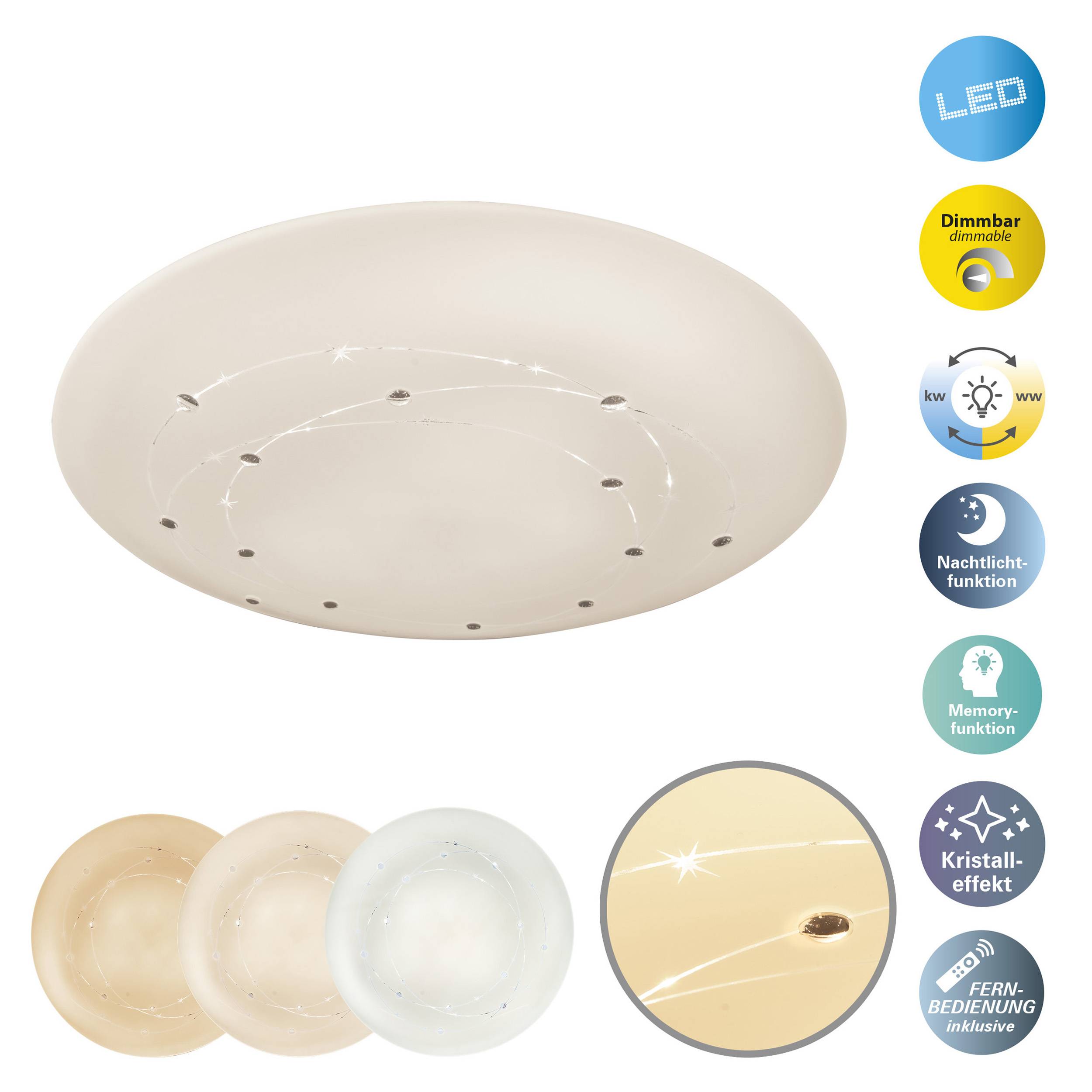 LED Deckenleuchte "LISSABON" mit Kristalleffekt