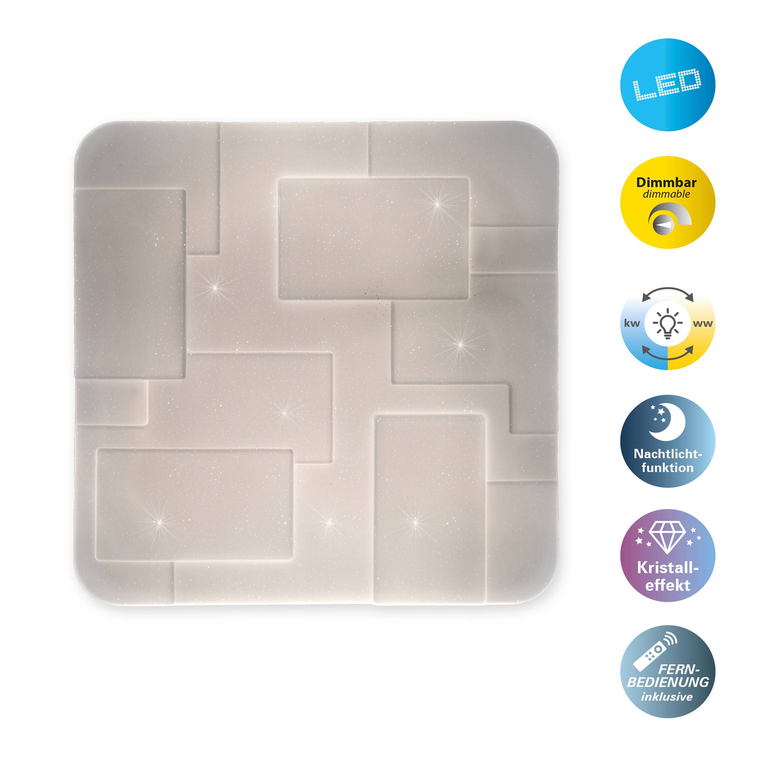 LED Deckenleuchte "LUXOR" 54x54cm Kristalleffekt