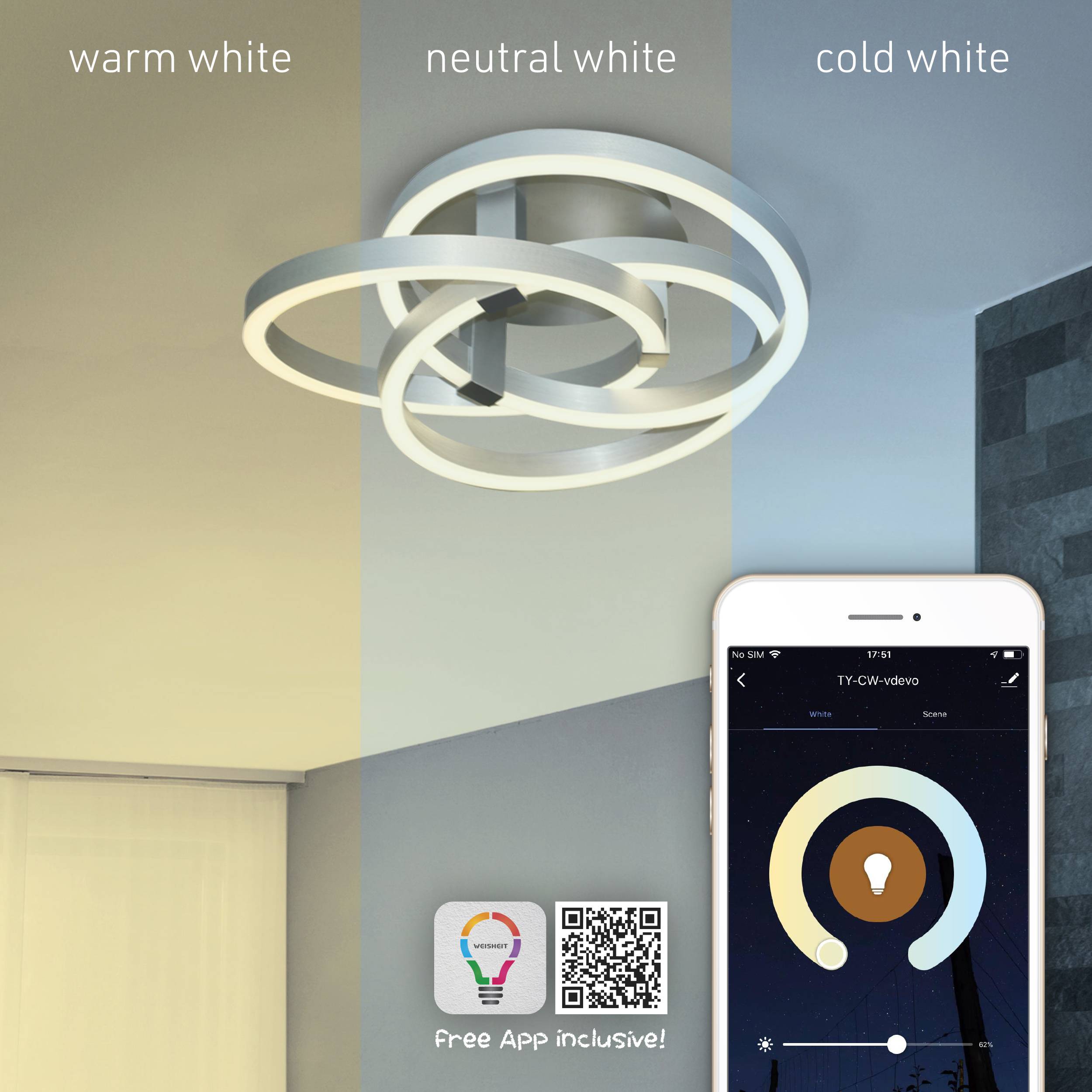LED Deckenleuchte "DIVORA" Smart Home D: 70 cm