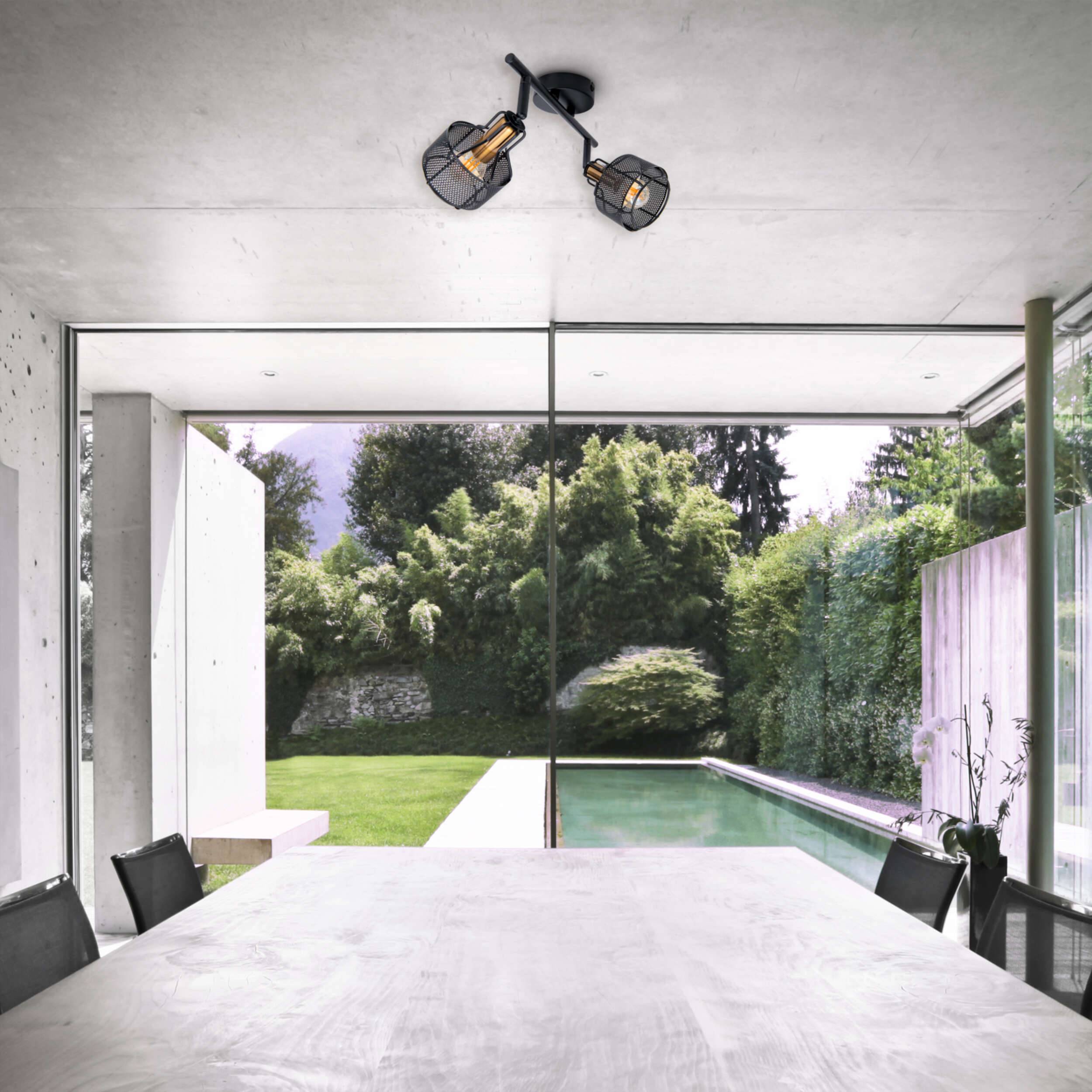 2er Wand-/Deckenleuchte/Spot "FORO" schwarz/golden