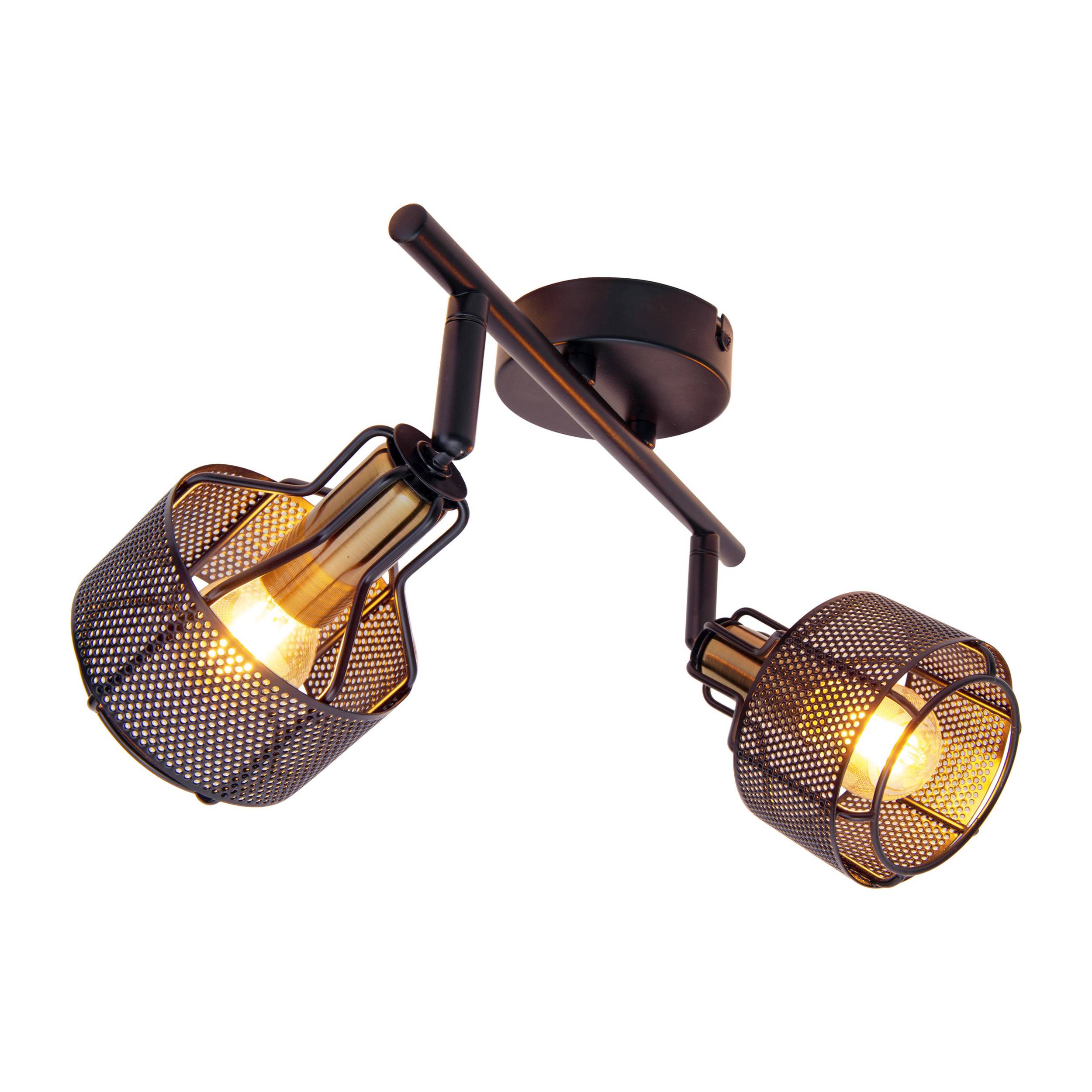 2er Wand-/Deckenleuchte/Spot "FORO" schwarz/golden