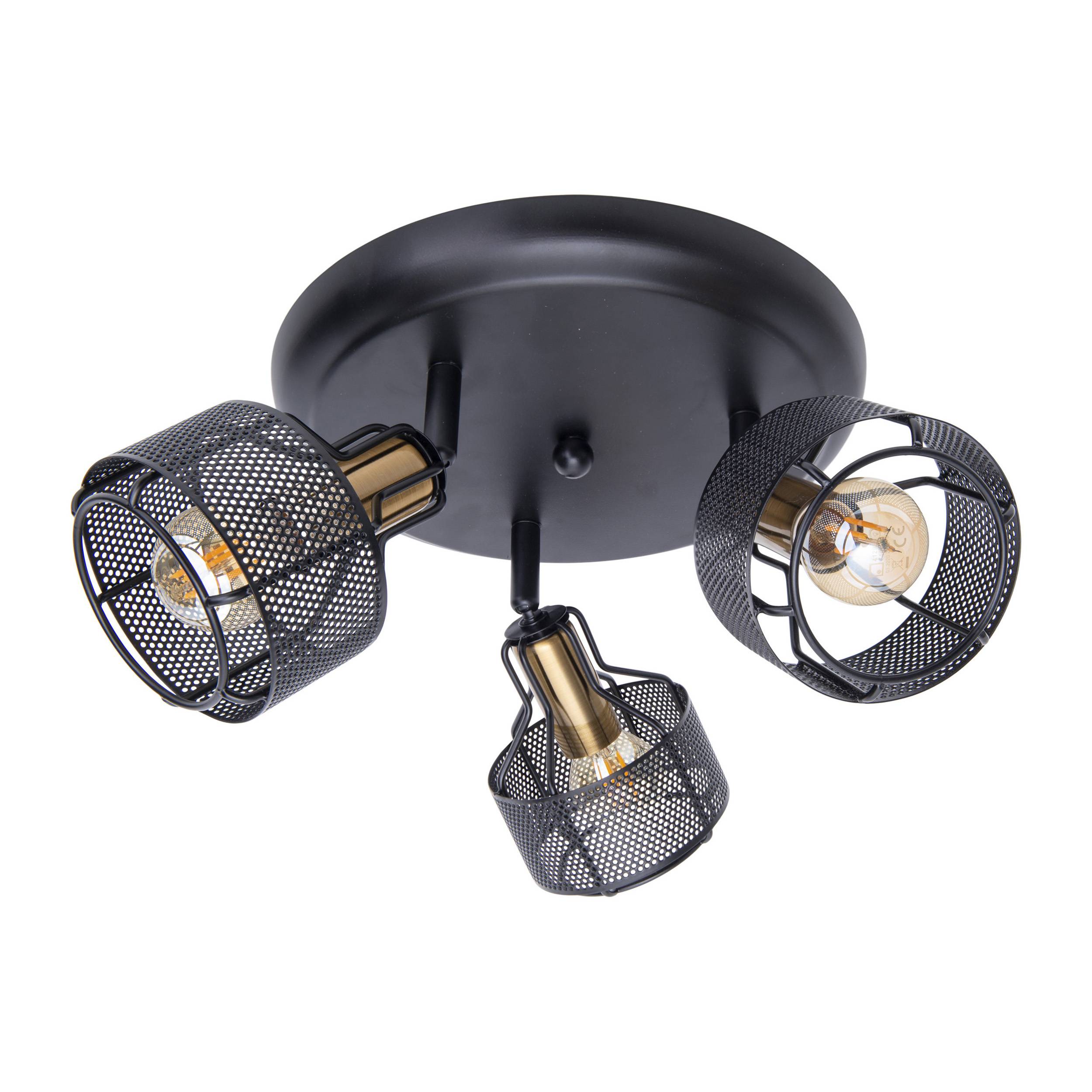 3er Wand-/Deckenrondell/Spot "FORO" schwarz/golden