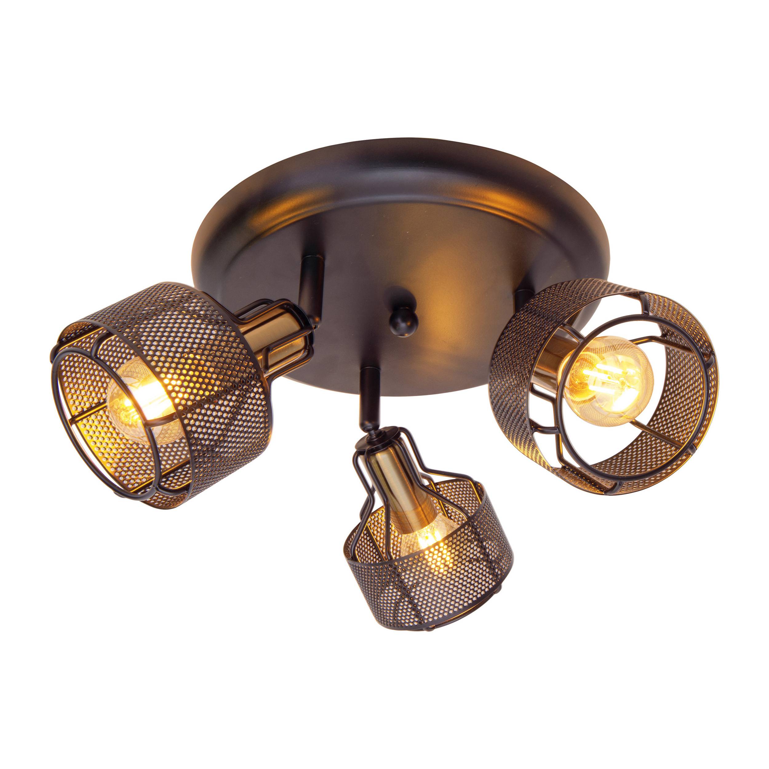 3er Wand-/Deckenrondell/Spot "FORO" schwarz/golden