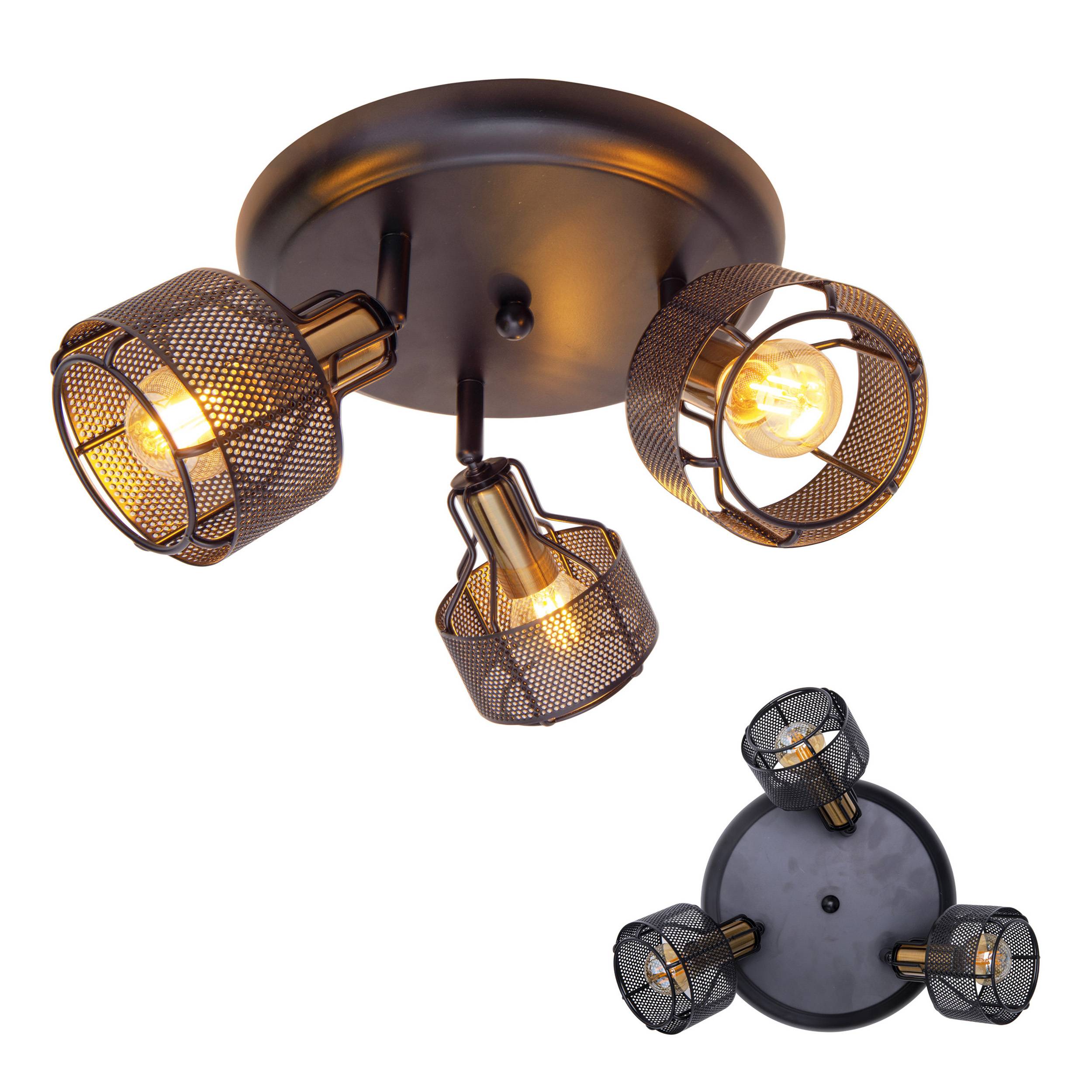 3er Wand-/Deckenrondell/Spot "FORO" schwarz/golden