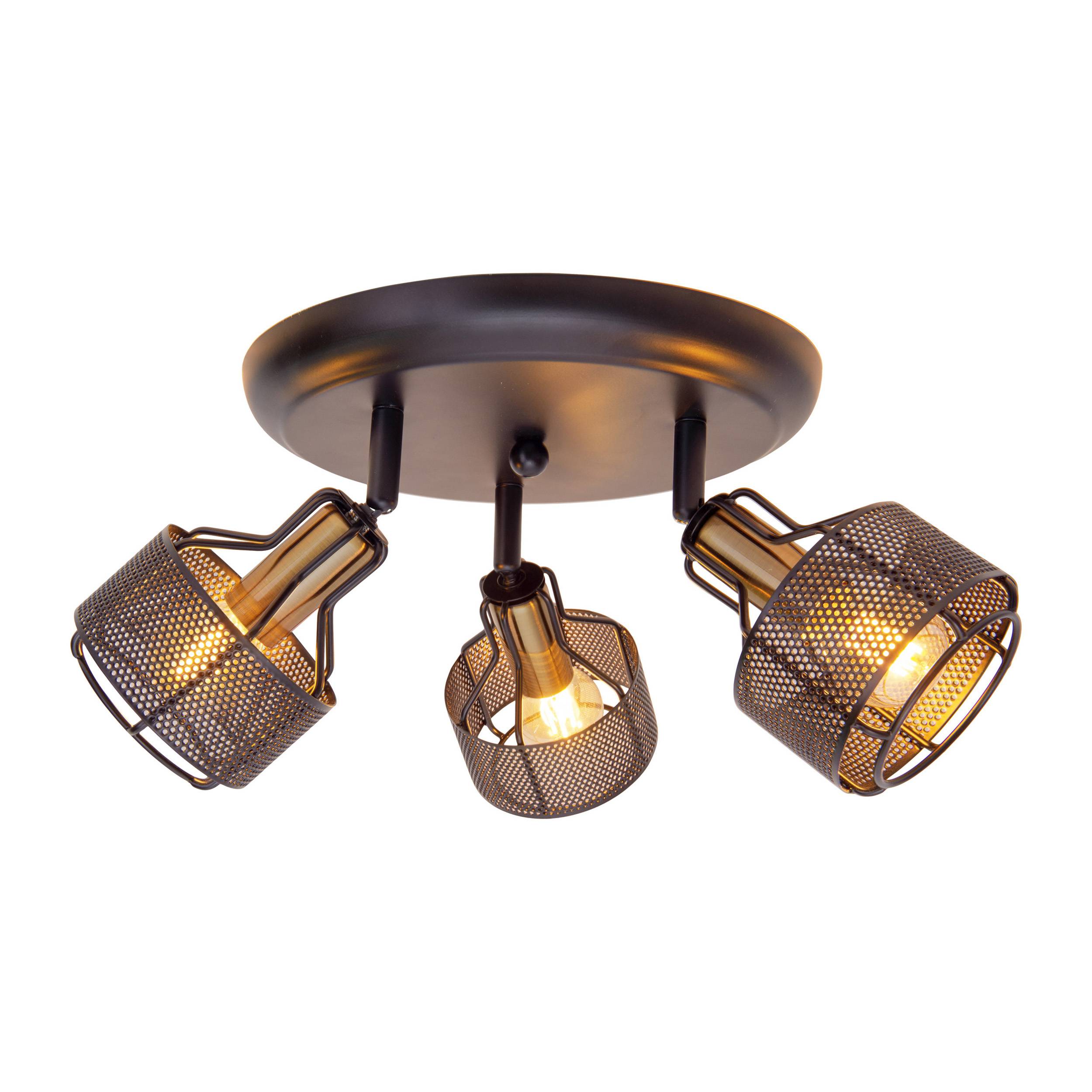 3er Wand-/Deckenrondell/Spot "FORO" schwarz/golden