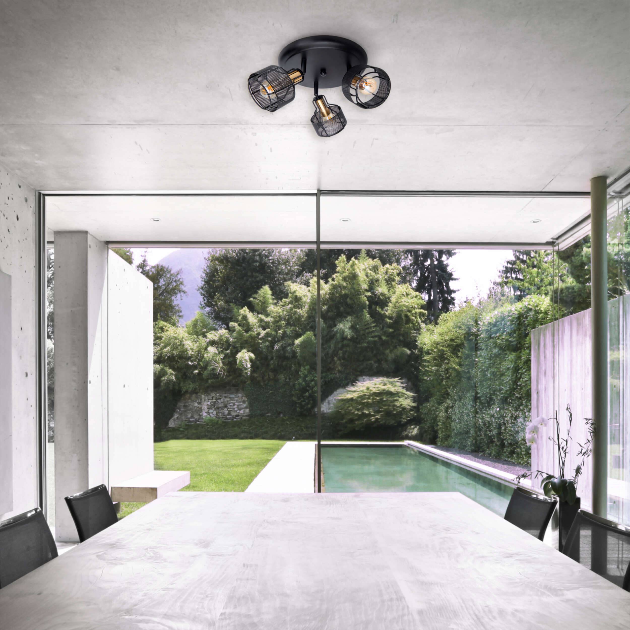 3er Wand-/Deckenrondell/Spot "FORO" schwarz/golden