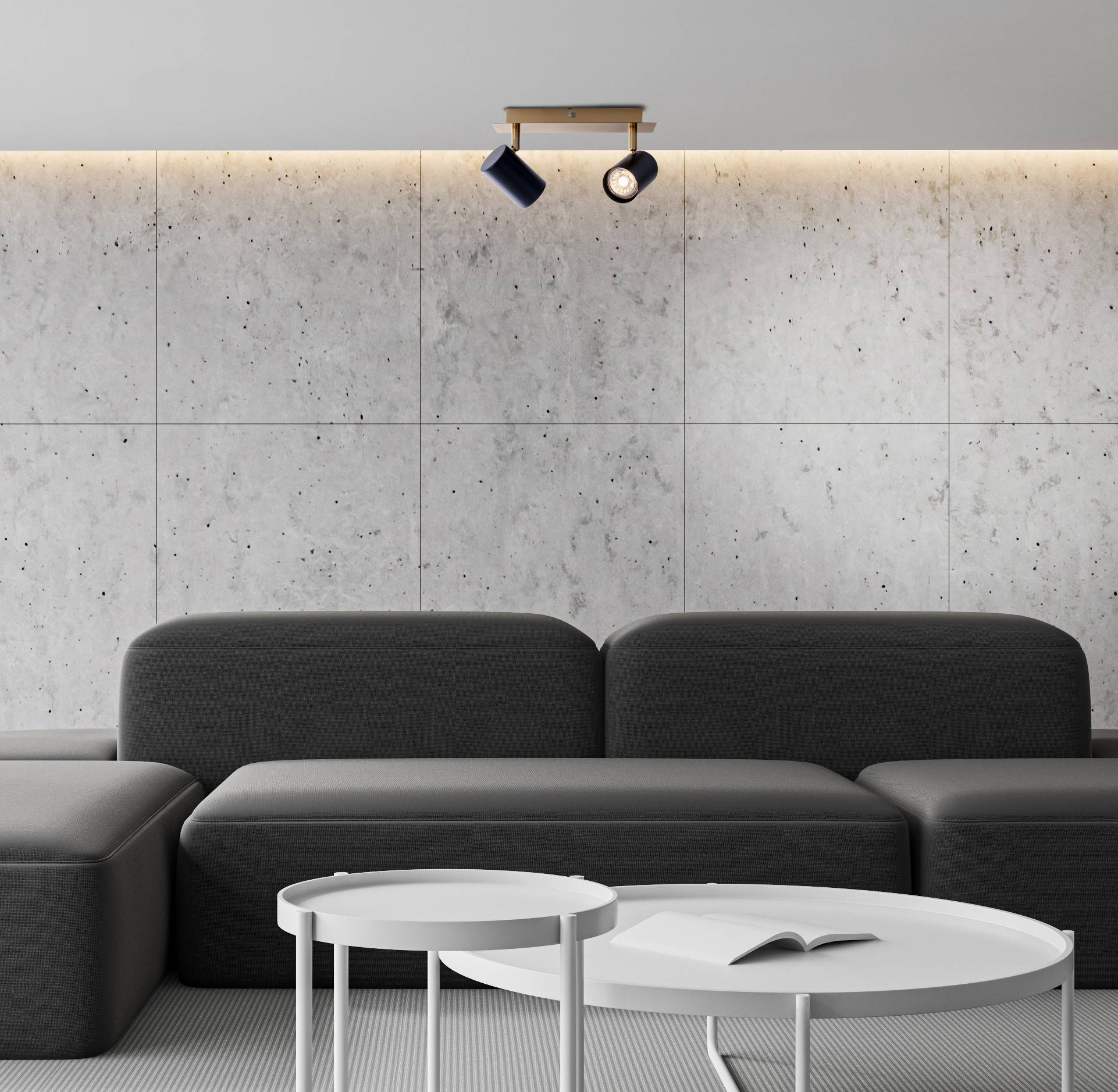 2er Wand- und Deckenleuchten "FRIDA" schwarz / gold