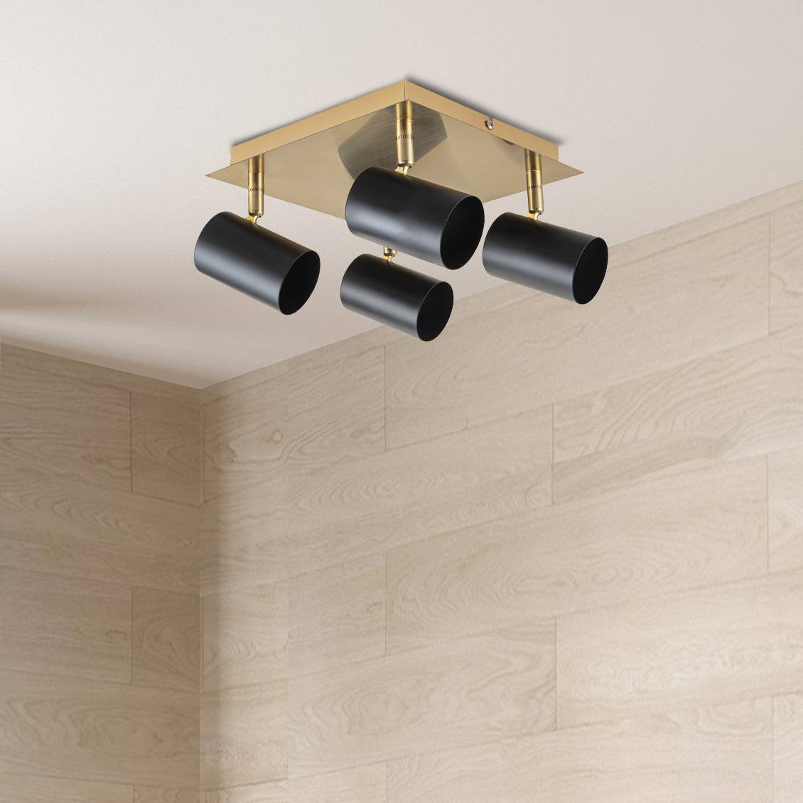 4er Wand- und Deckenleuchten "FRIDA" schwarz / gold