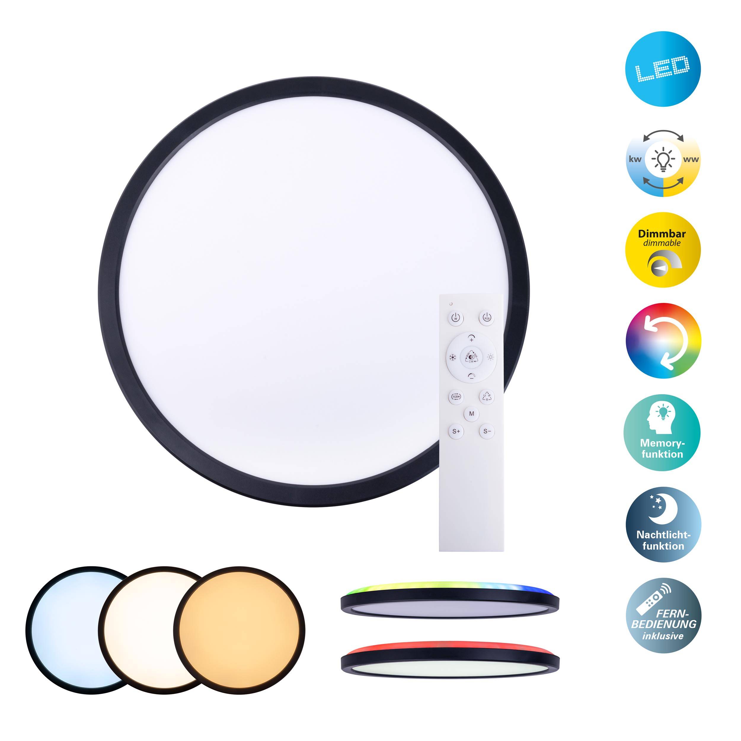 LED Deckenleuchte "CARLO" mit RGB-Backlight D: 54 cm