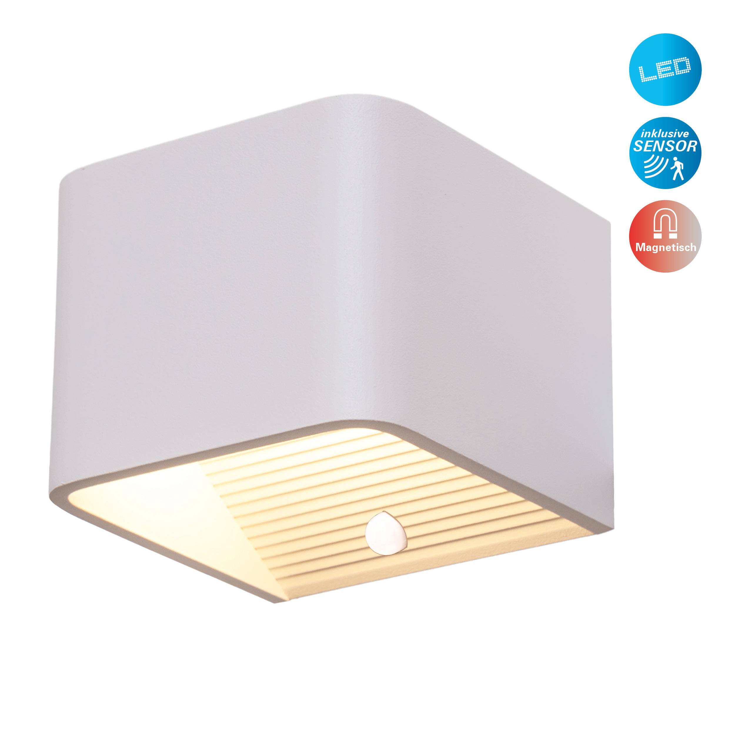 Akku-Wand-Leuchte "CUBE" magnetisch weiß