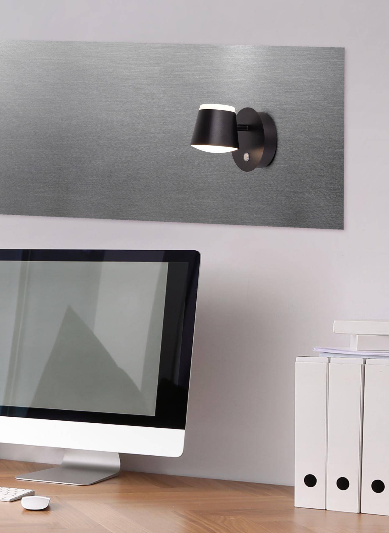 Akku-Wand-Leuchte "TONDO" magnetisch schwarz