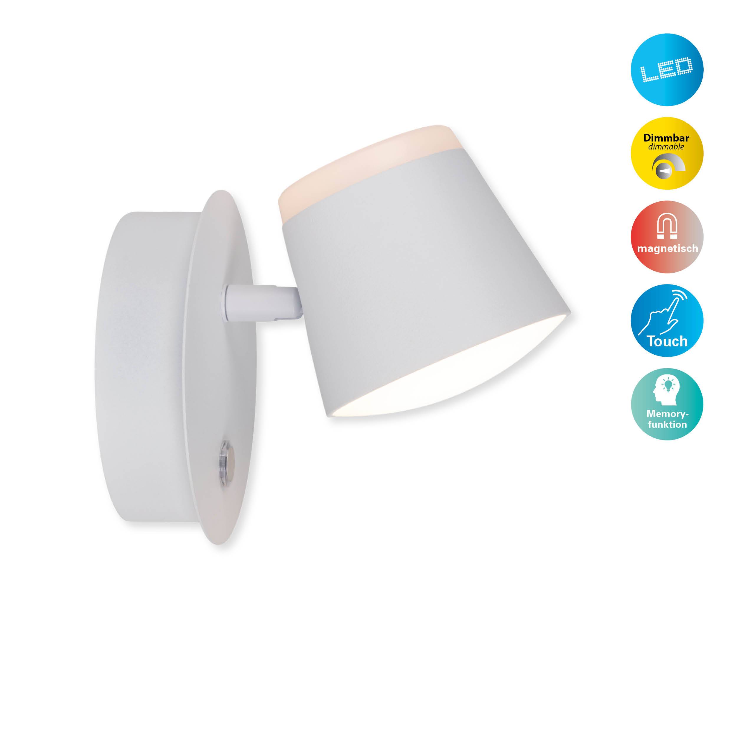Akku-Wand-Leuchte "TONDO" magnetisch weiß