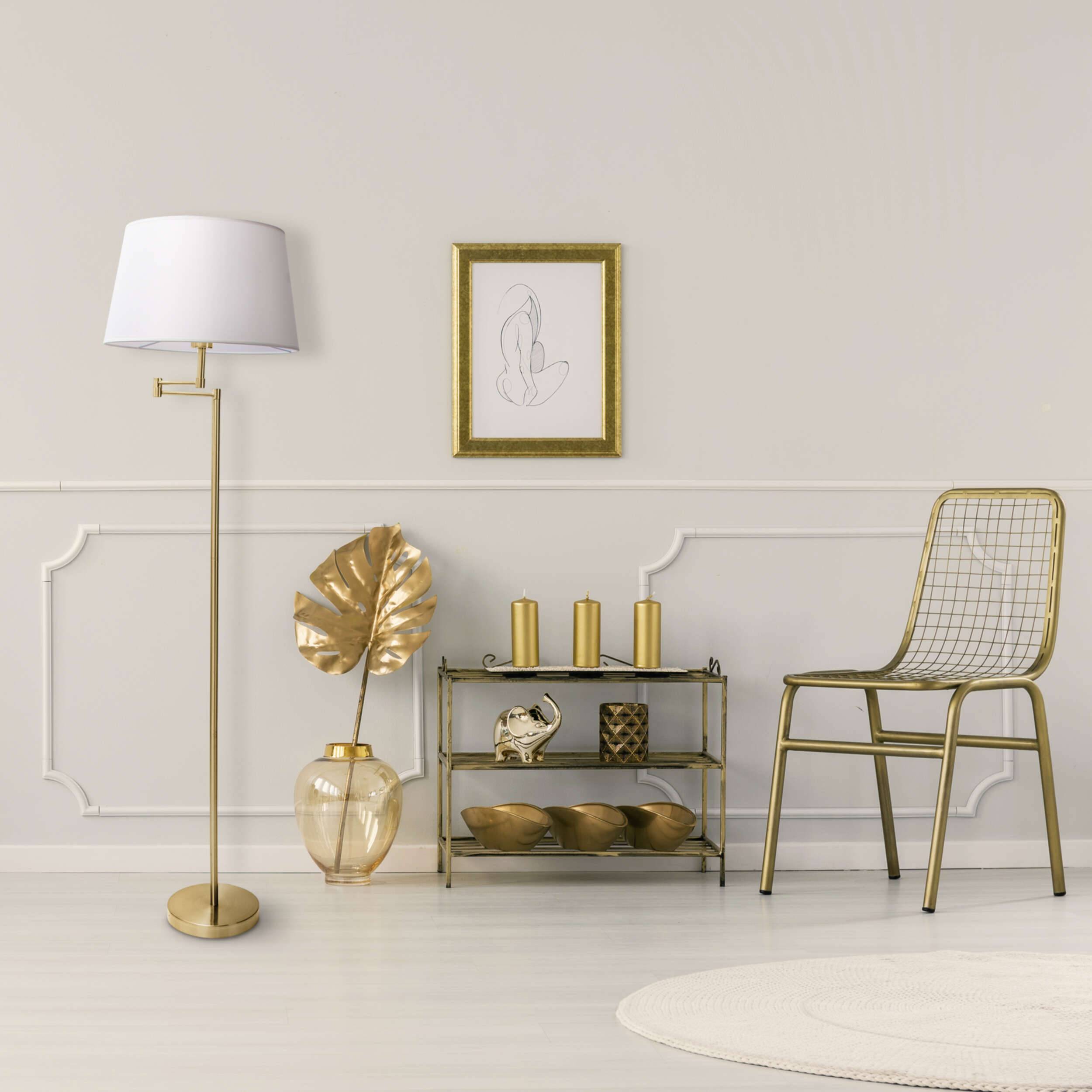 Stehleuchte exkl. Leuchtmittel "BOLOGNA" H:158cm beige/messing