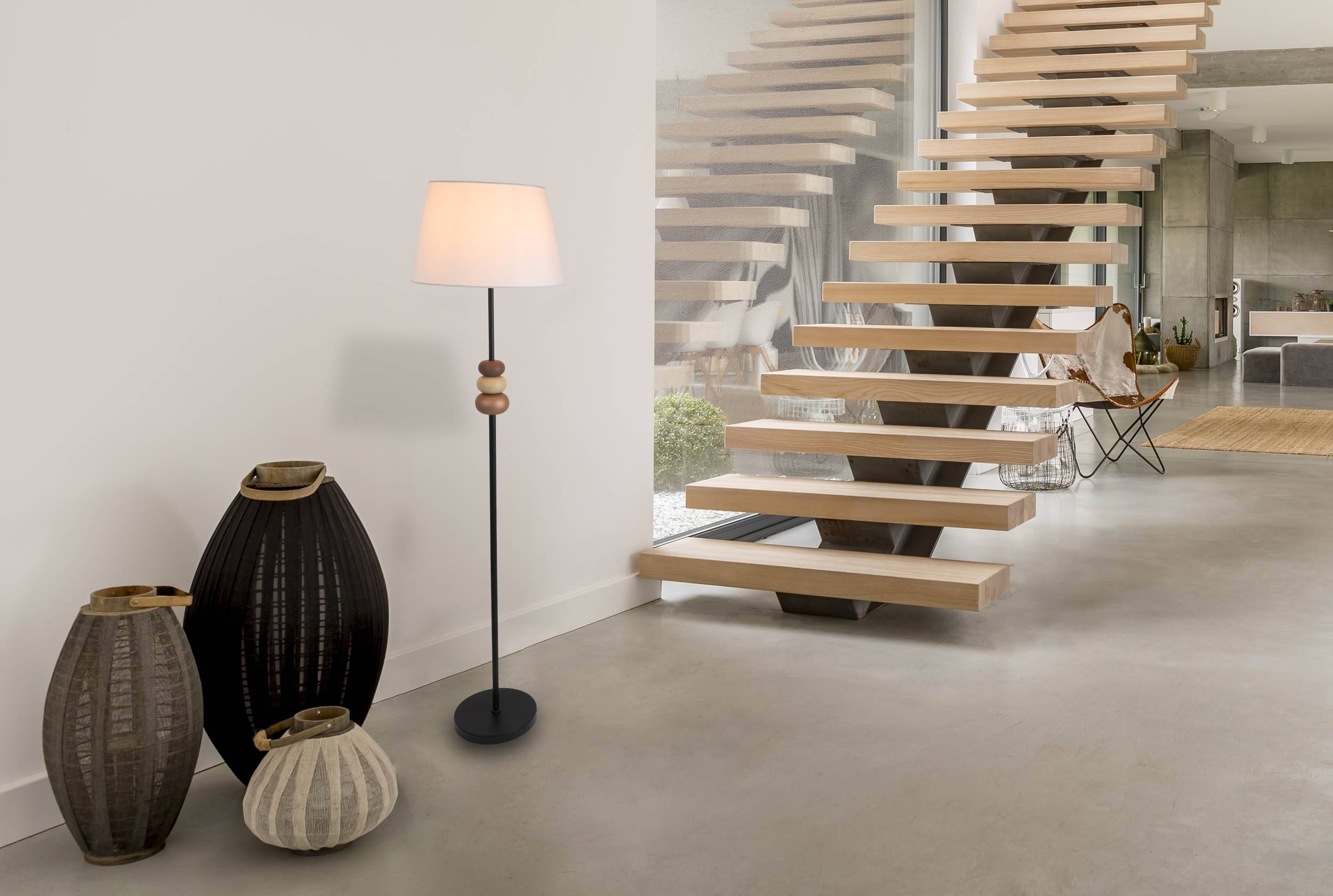 Stehleuchte "ELINA" / schwarz / braun
