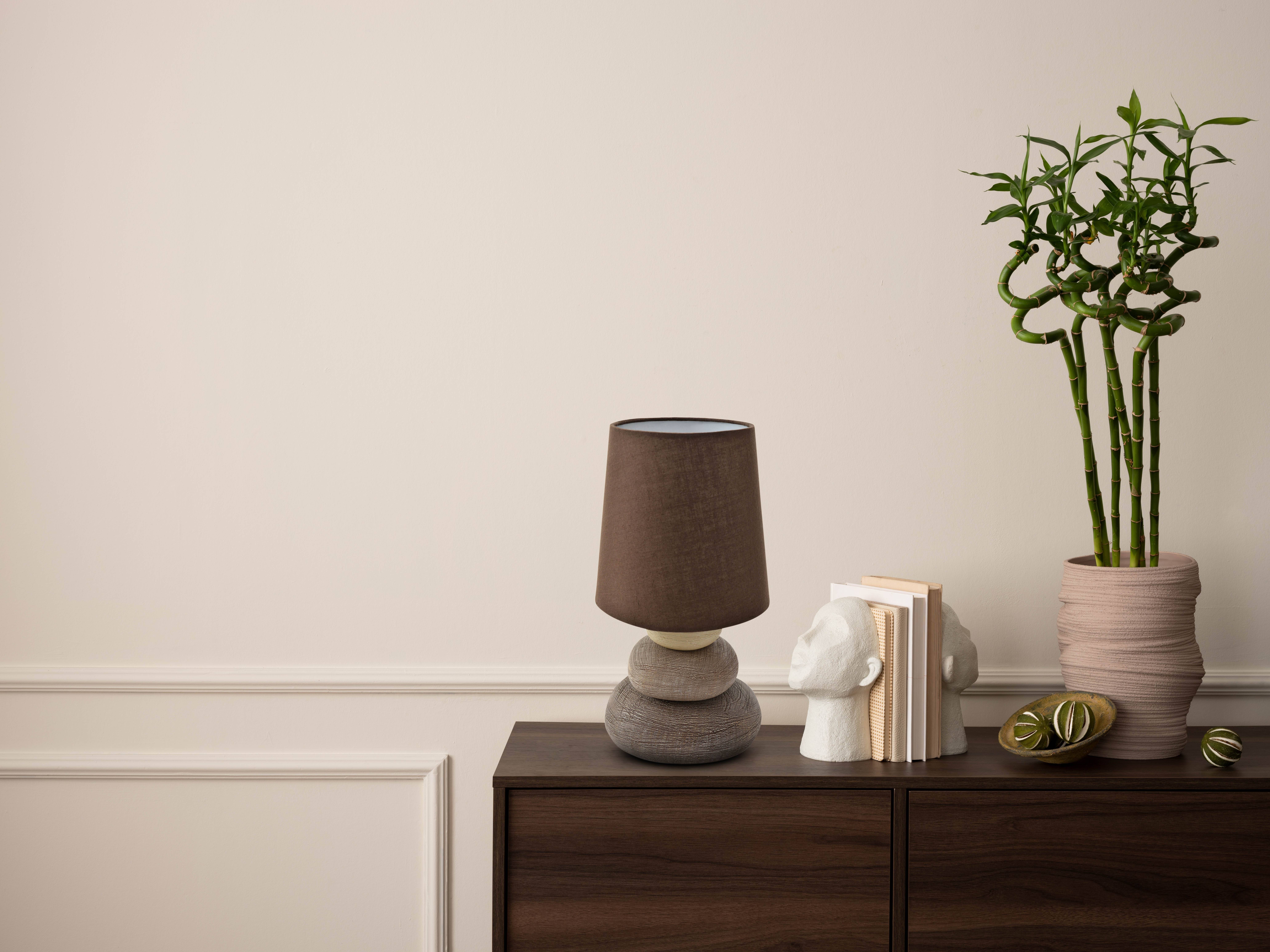 Keramik Tischleuchte "STONEY" braun