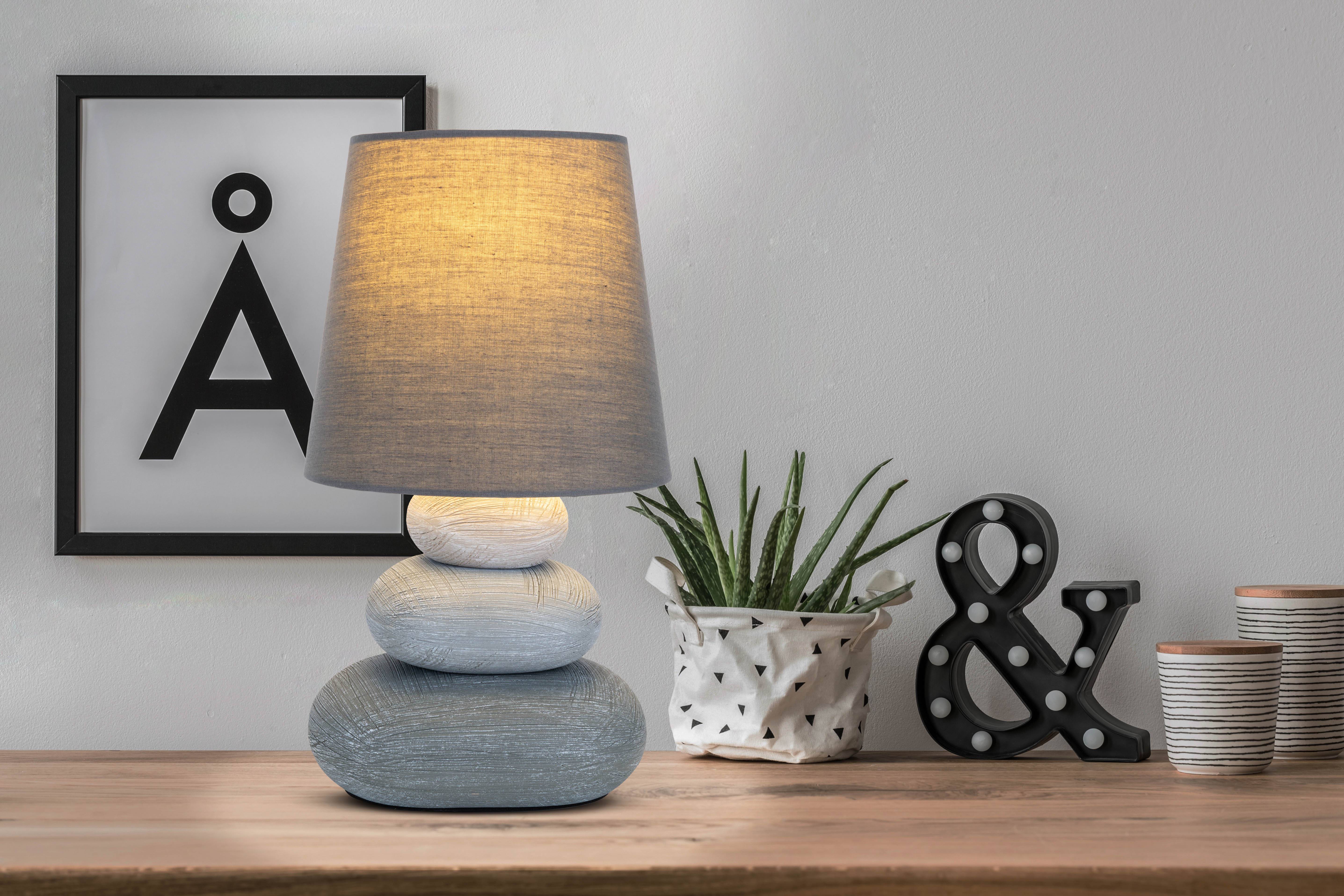 Keramik Tischleuchte "STONEY" grau