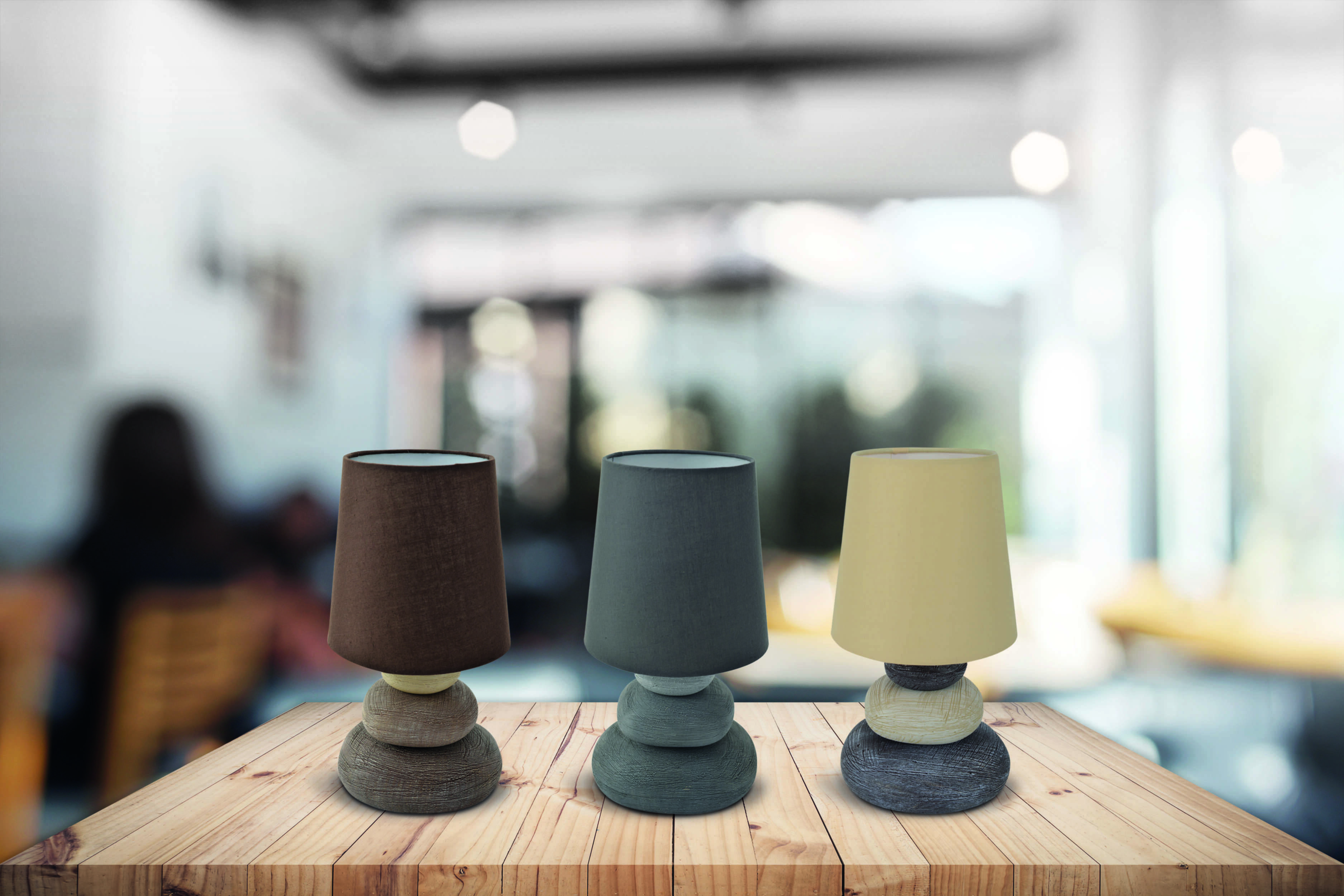 Keramik Tischleuchte "STONEY" natur