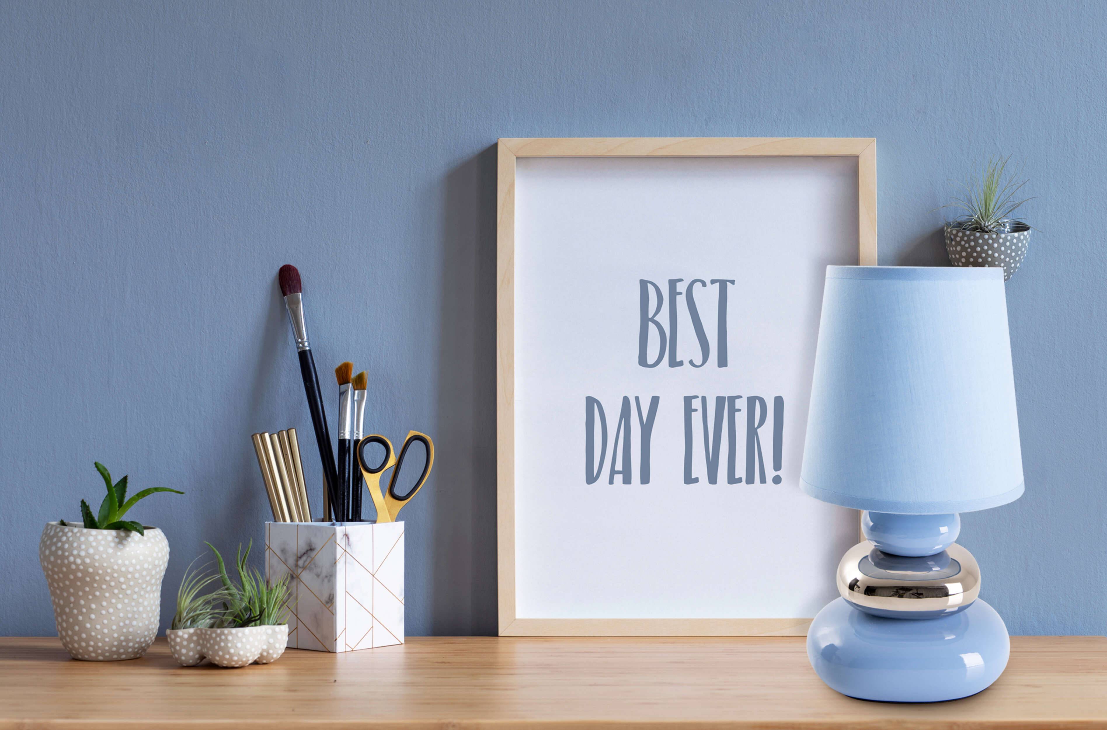 Keramik Tischleuchte "STONEY" blau